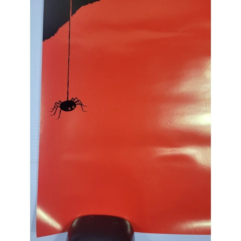 Vintage Miller Lite Beer Halloween Spider‎ Web Red Poster NEVER DISPLAYED